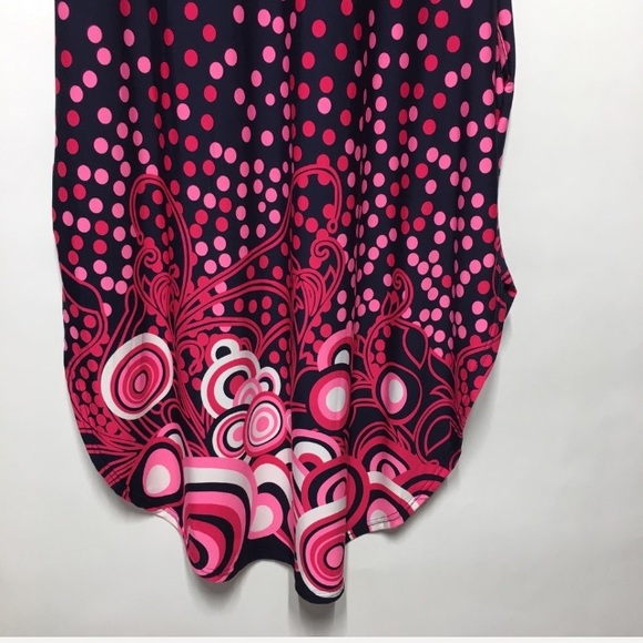 White Mark Plus Zuri Tunic Dress Navy Pink 1XL - Picture 6 of 8